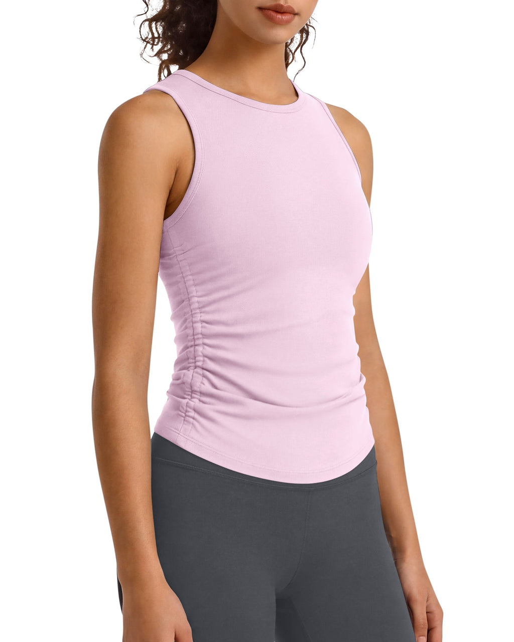 G4Free BareFeel Ruched High Neck Yoga Tank Top