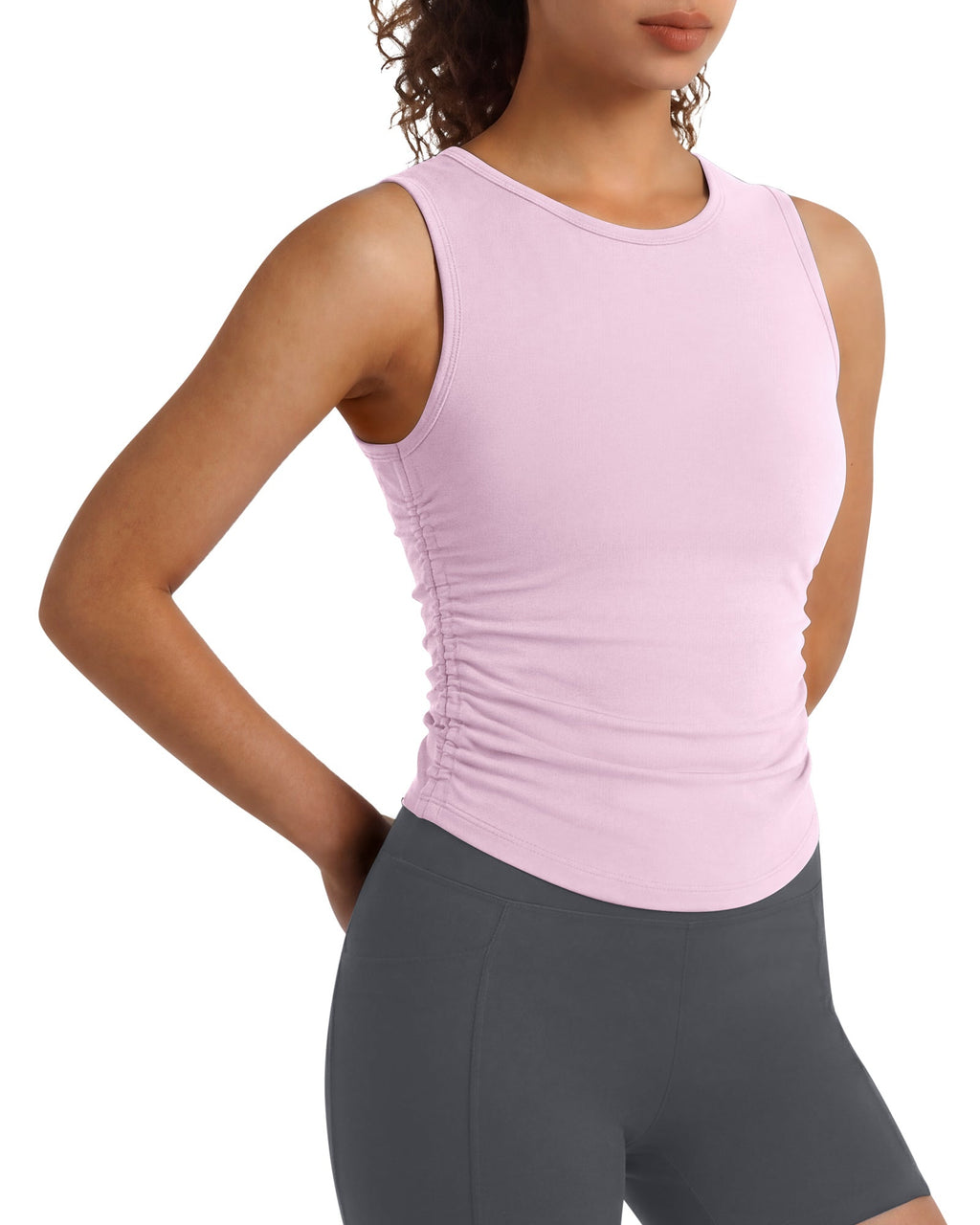G4Free BareFeel Ruched High Neck Yoga Tank Top