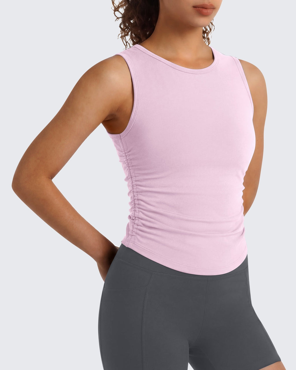 G4Free BareFeel Ruched High Neck Yoga Tank Top