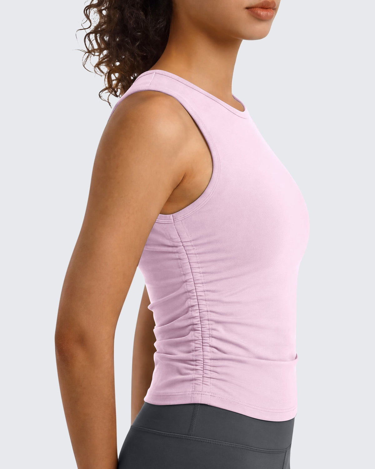 G4Free BareFeel Ruched High Neck Yoga Tank Top