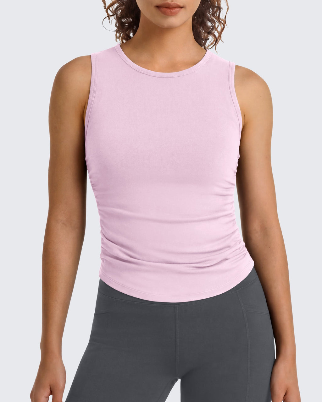 G4Free BareFeel Ruched High Neck Yoga Tank Top