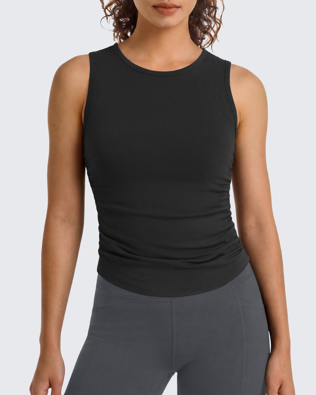 G4Free BareFeel Ruched High Neck Yoga Tank Top