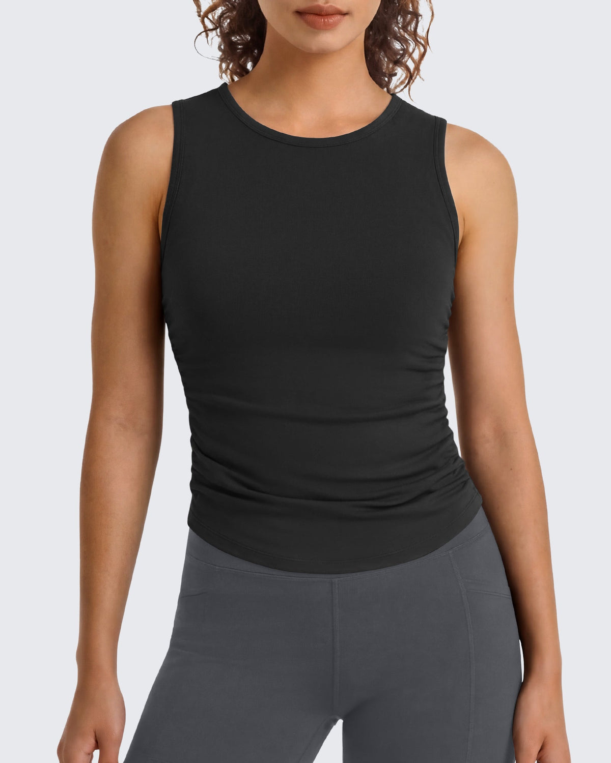 G4Free BareFeel Ruched High Neck Yoga Tank Top