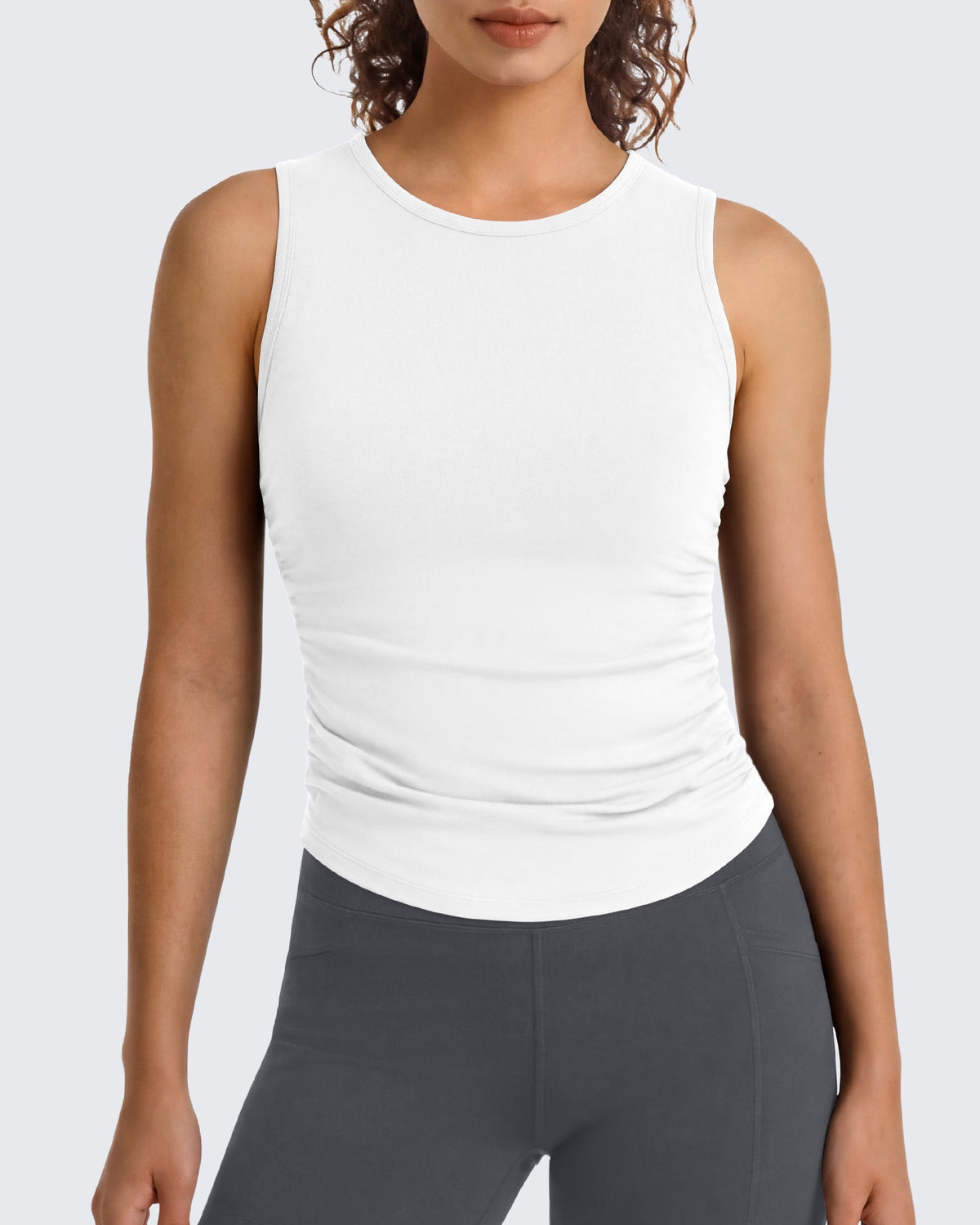 G4Free BareFeel Ruched High Neck Yoga Tank Top