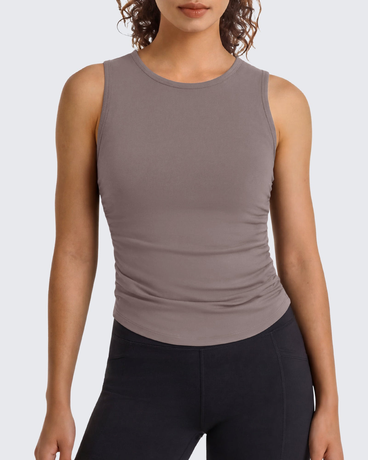 G4Free BareFeel Ruched High Neck Yoga Tank Top