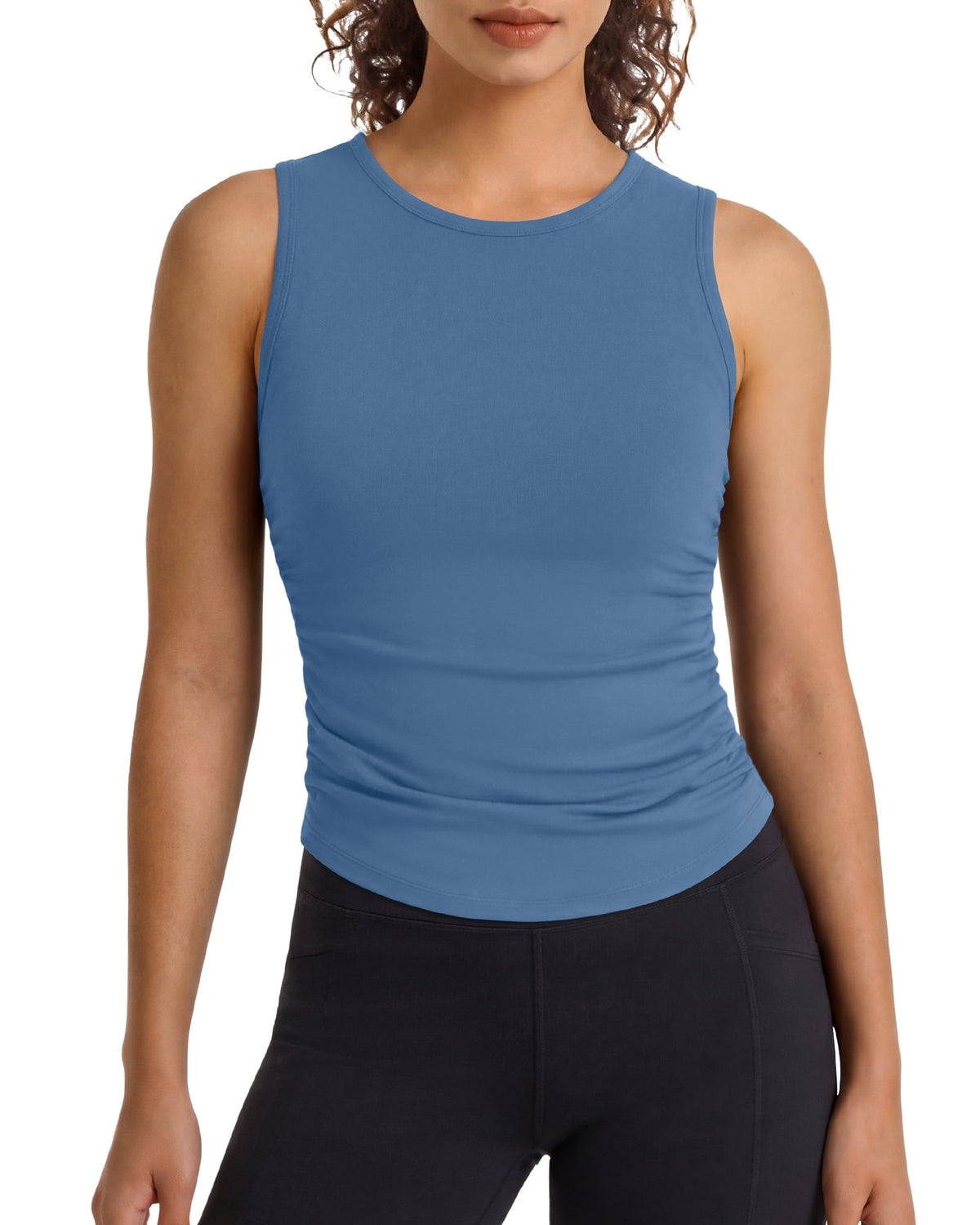 G4Free BareFeel Ruched High Neck Yoga Tank Top