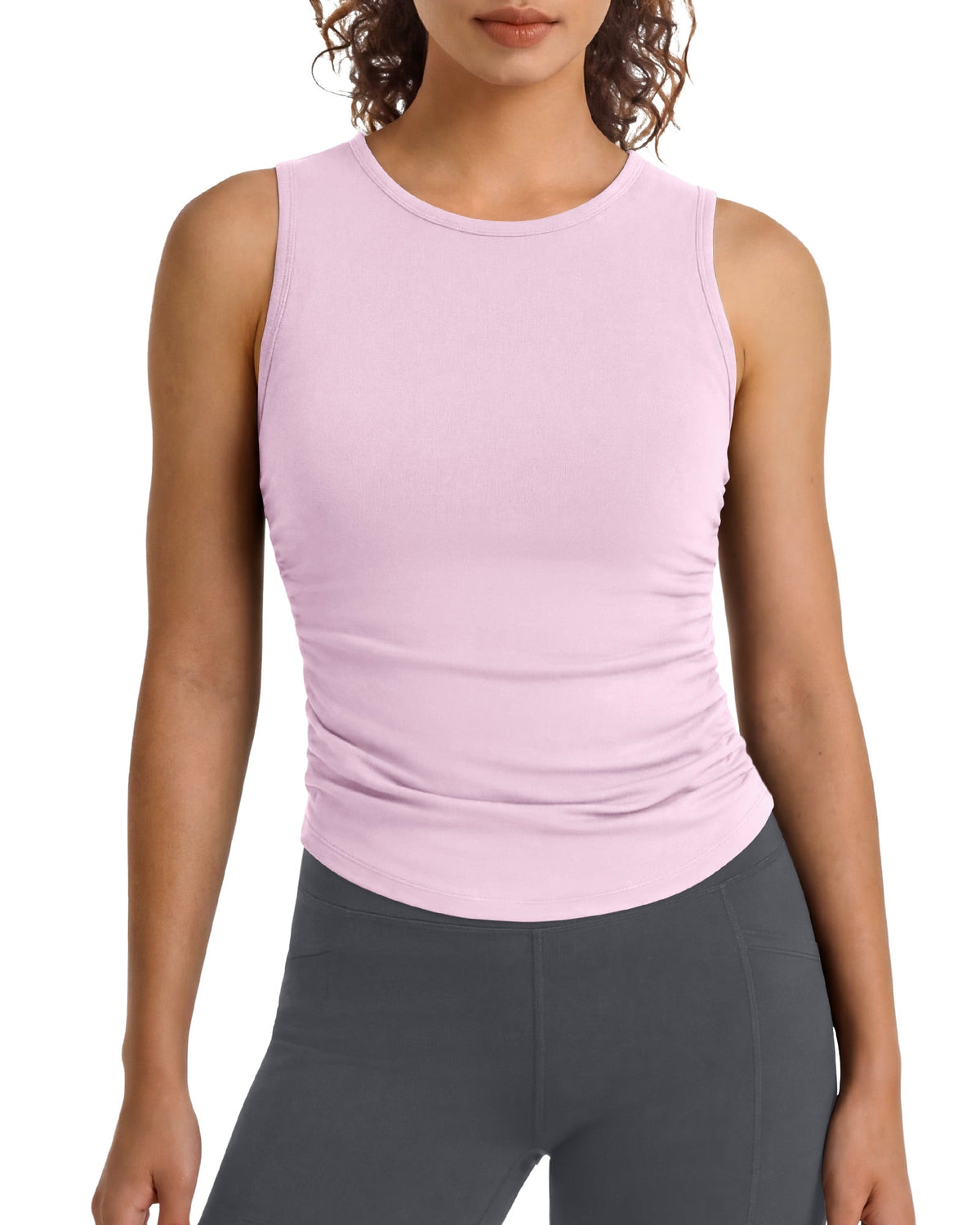 G4Free BareFeel Ruched High Neck Yoga Tank Top