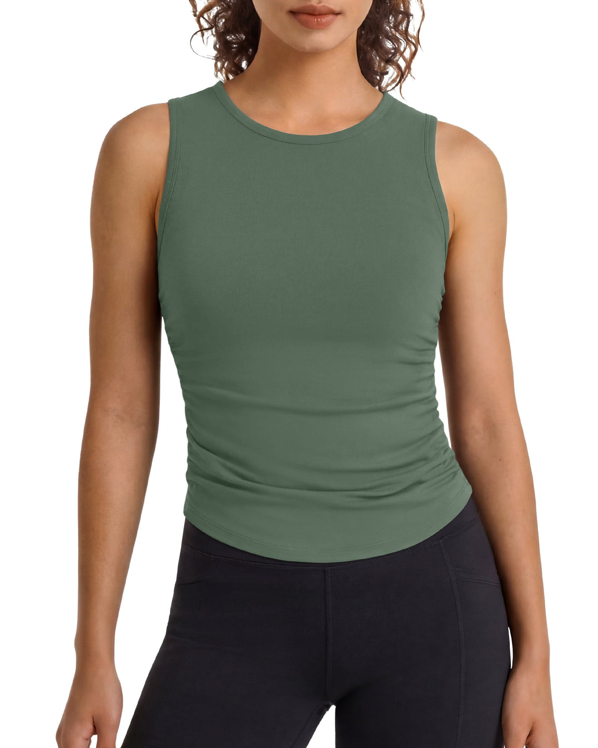 G4Free BareFeel Ruched High Neck Yoga Tank Top