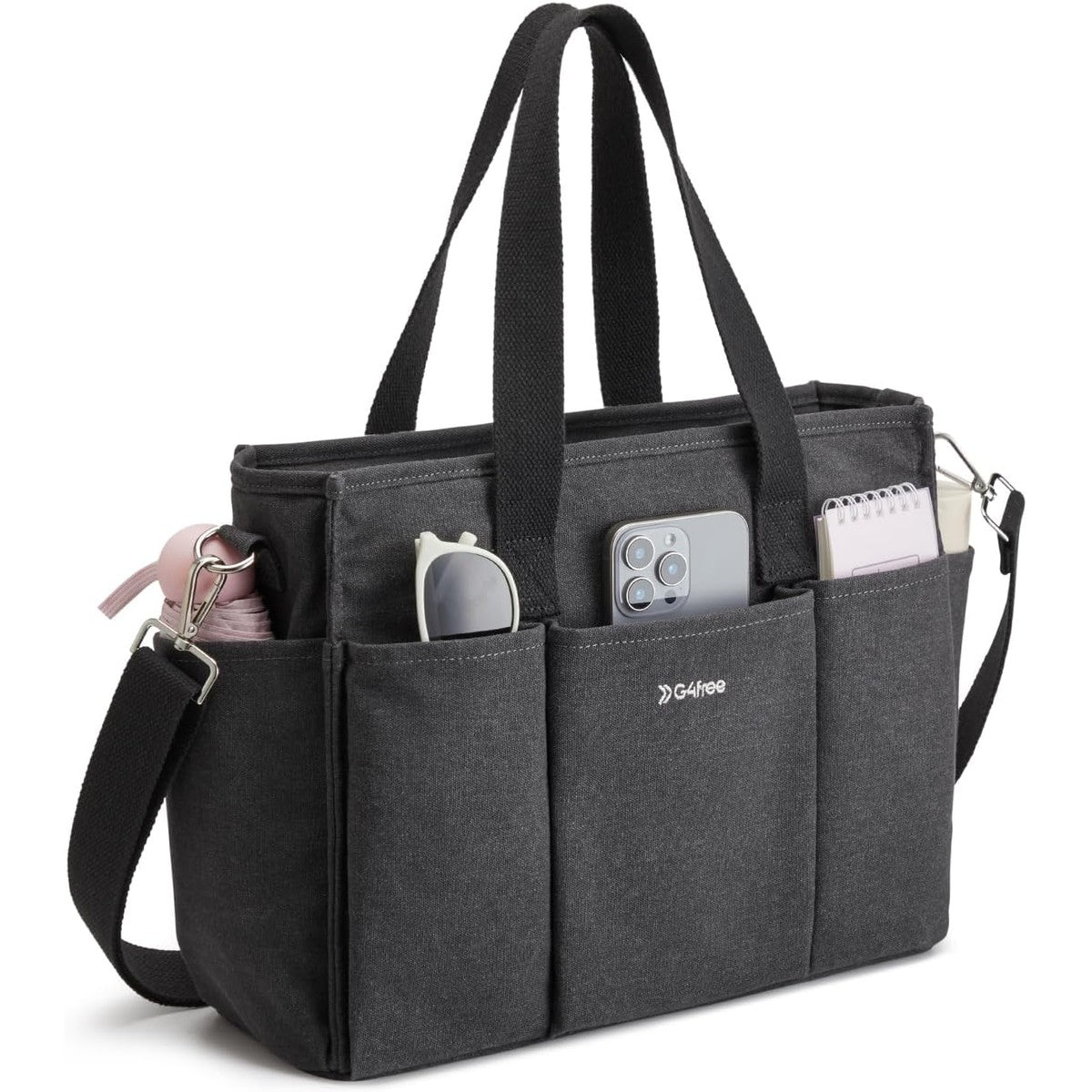 G4Free Canvas with Pockets, Medium Size Crossbody Work Tote Bag