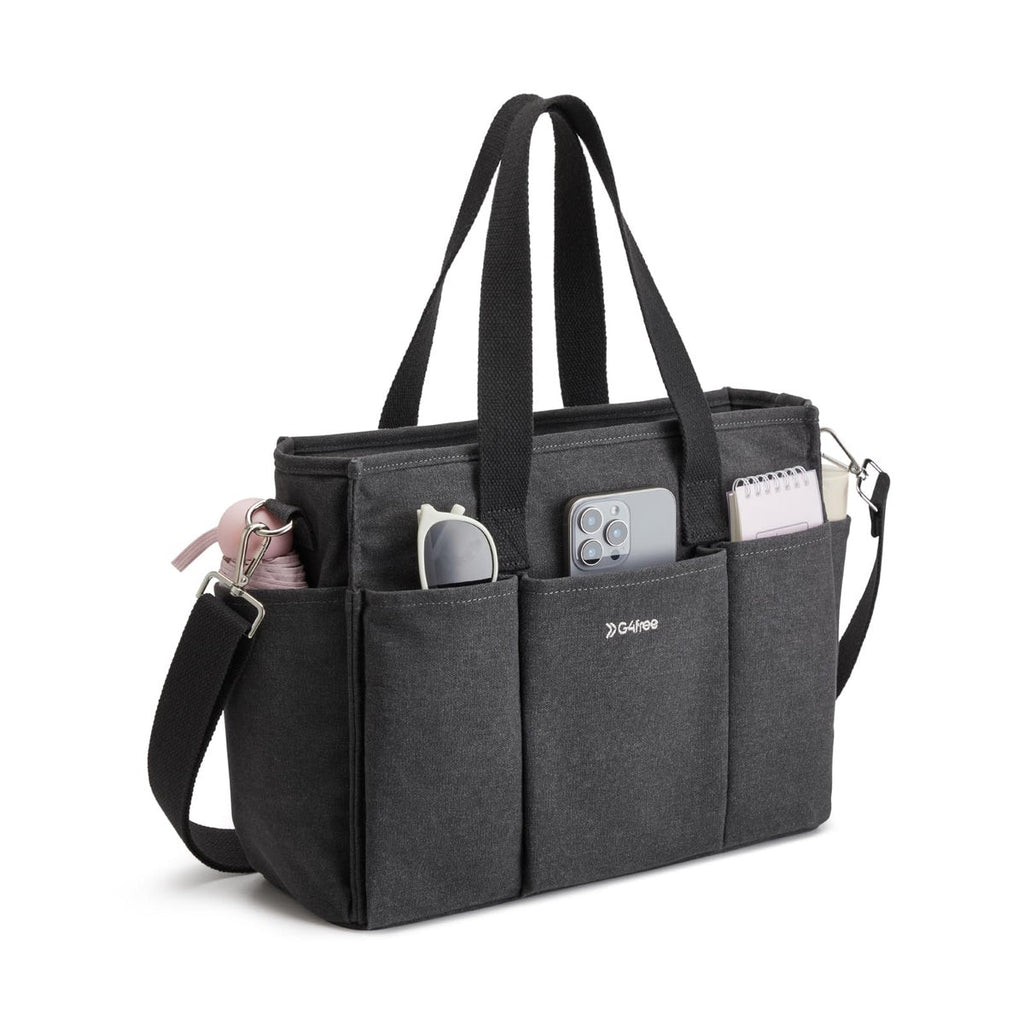 G4Free Canvas with Pockets, Medium Size Crossbody Work Tote Bag