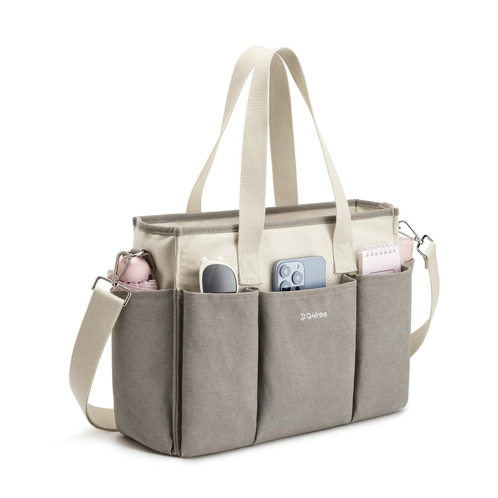 G4Free Canvas with Pockets, Medium Size Crossbody Work Tote Bag
