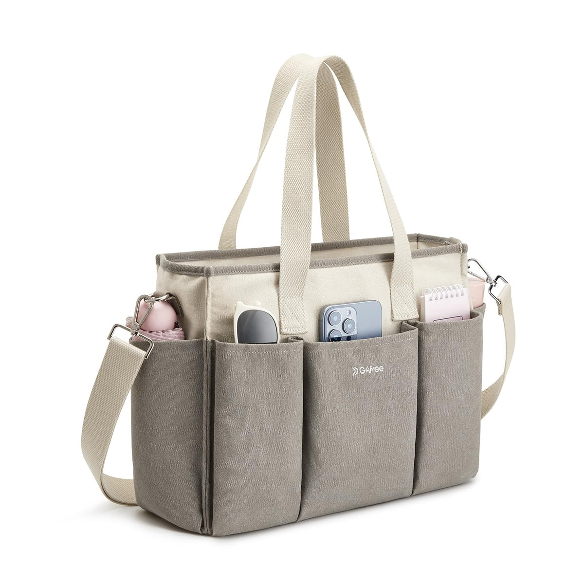 G4Free Canvas with Pockets, Medium Size Crossbody Work Tote Bag