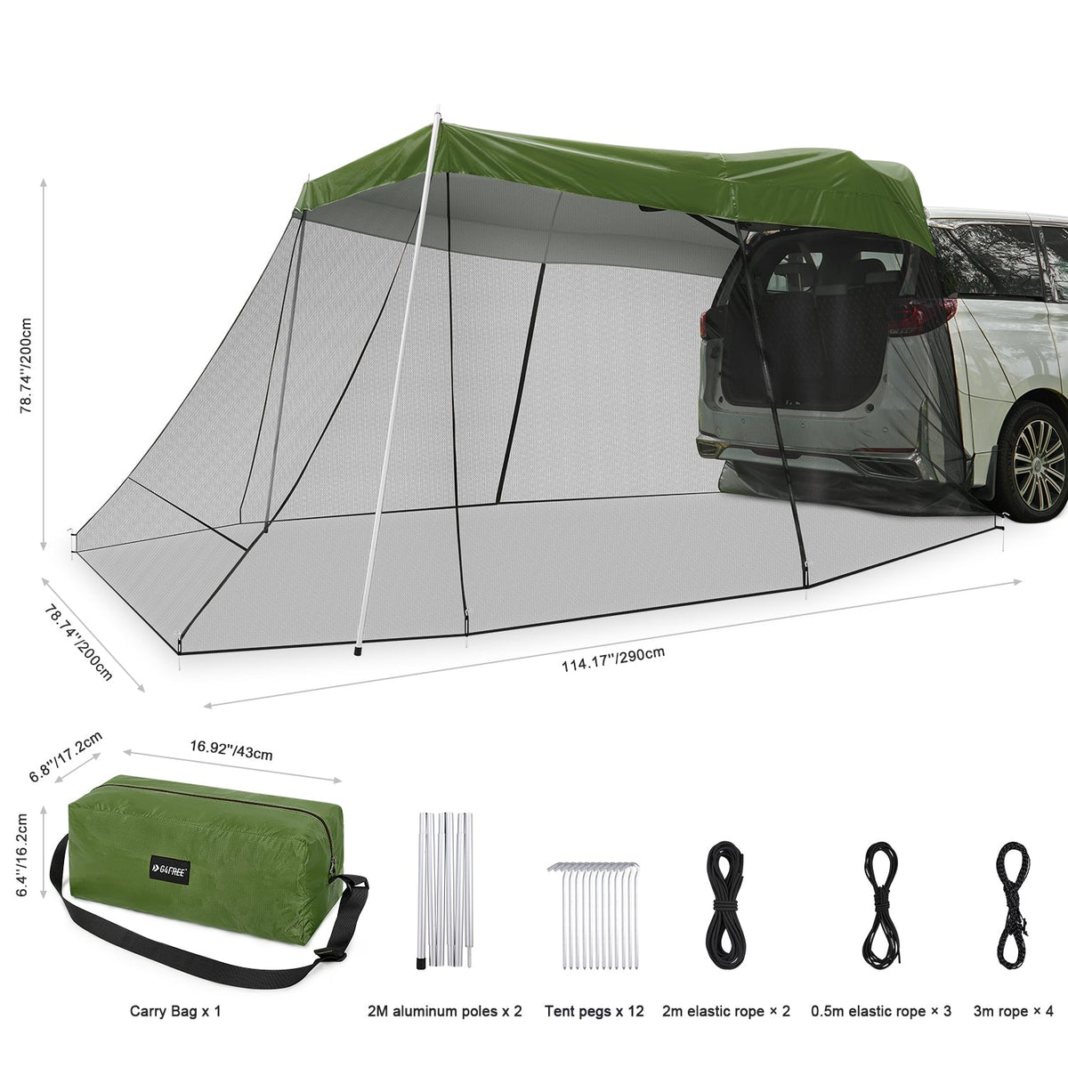 G4Free Car Awning with Mosquito Net – Portable Tailgate Shade for Camping