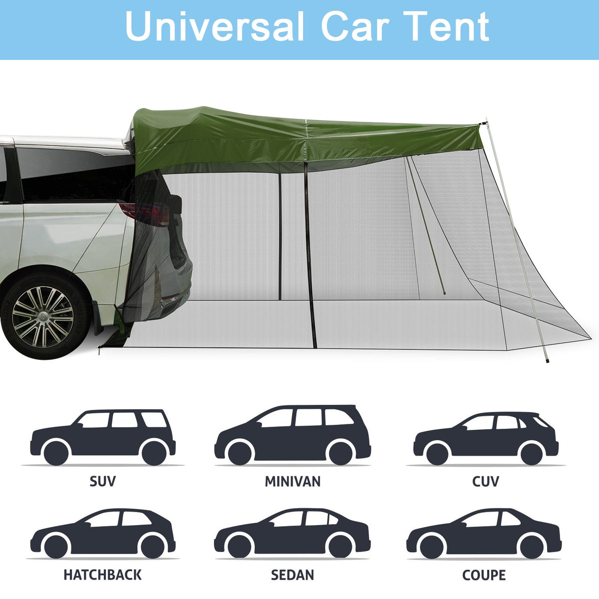 G4Free Car Awning with Mosquito Net – Portable Tailgate Shade for Camping