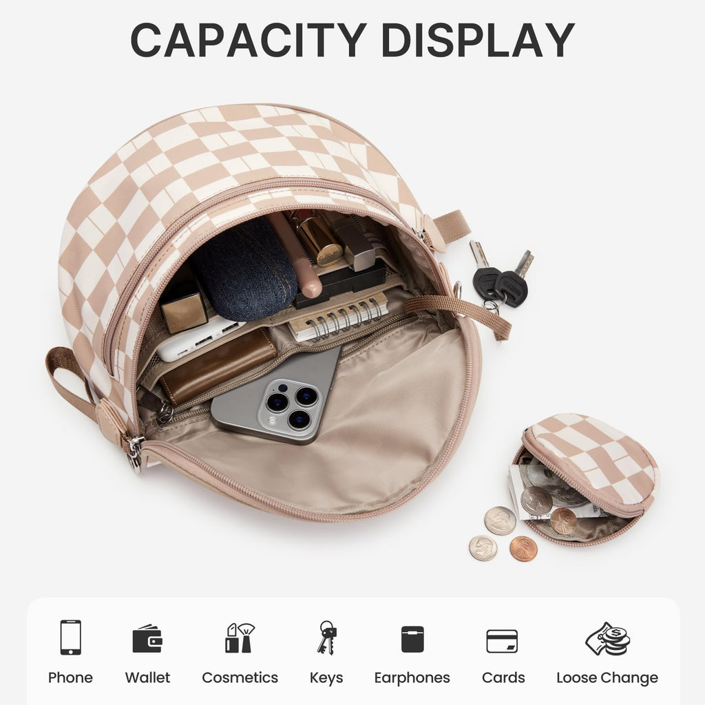 G4Free Checkered Crossbody Bum Bag with Removable Pouch Lightweight