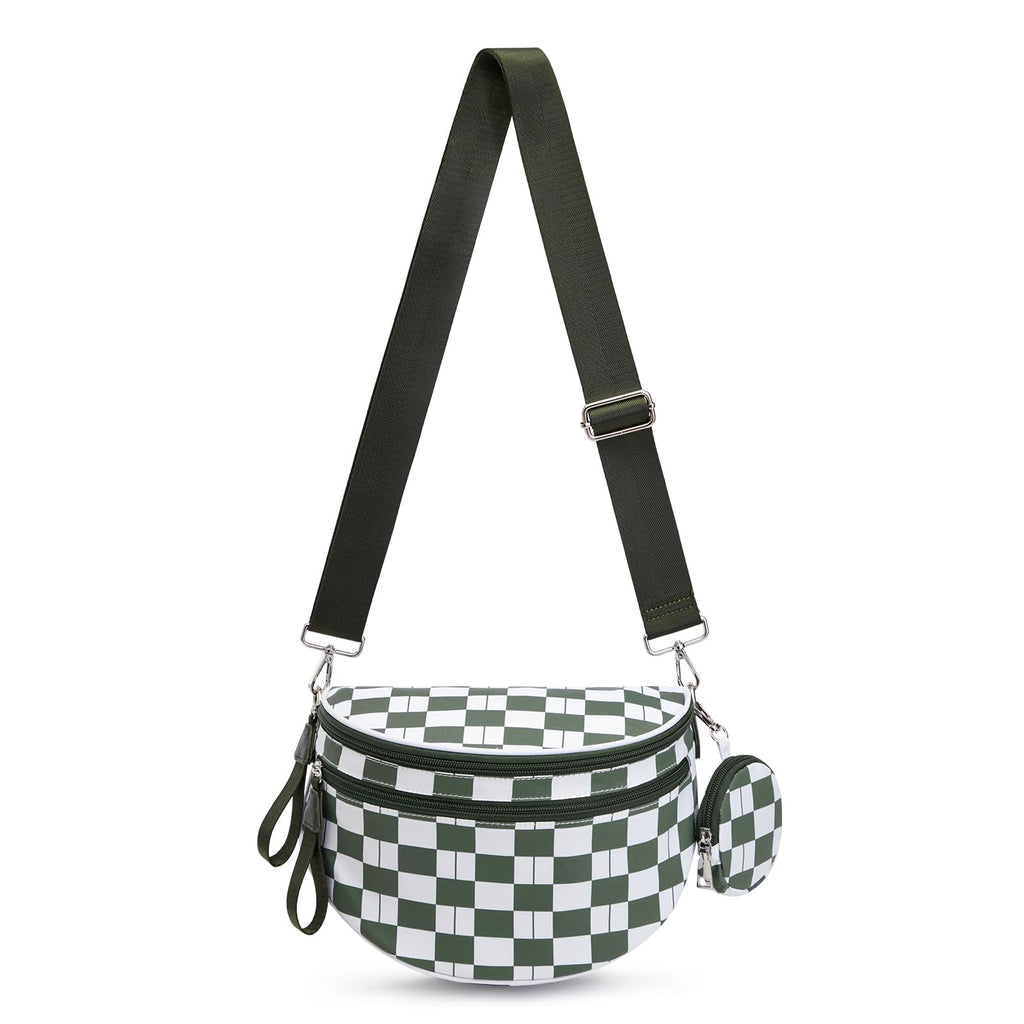 G4Free Checkered Crossbody Bum Bag with Removable Pouch Lightweight