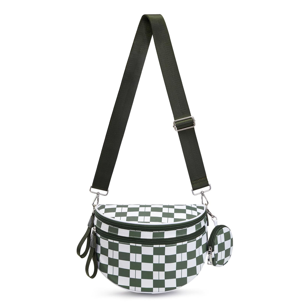 G4Free Checkered Crossbody Bum Bag with Removable Pouch Lightweight