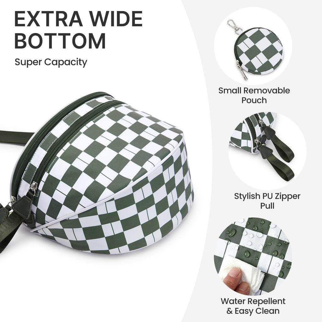 G4Free Checkered Crossbody Bum Bag with Removable Pouch Lightweight