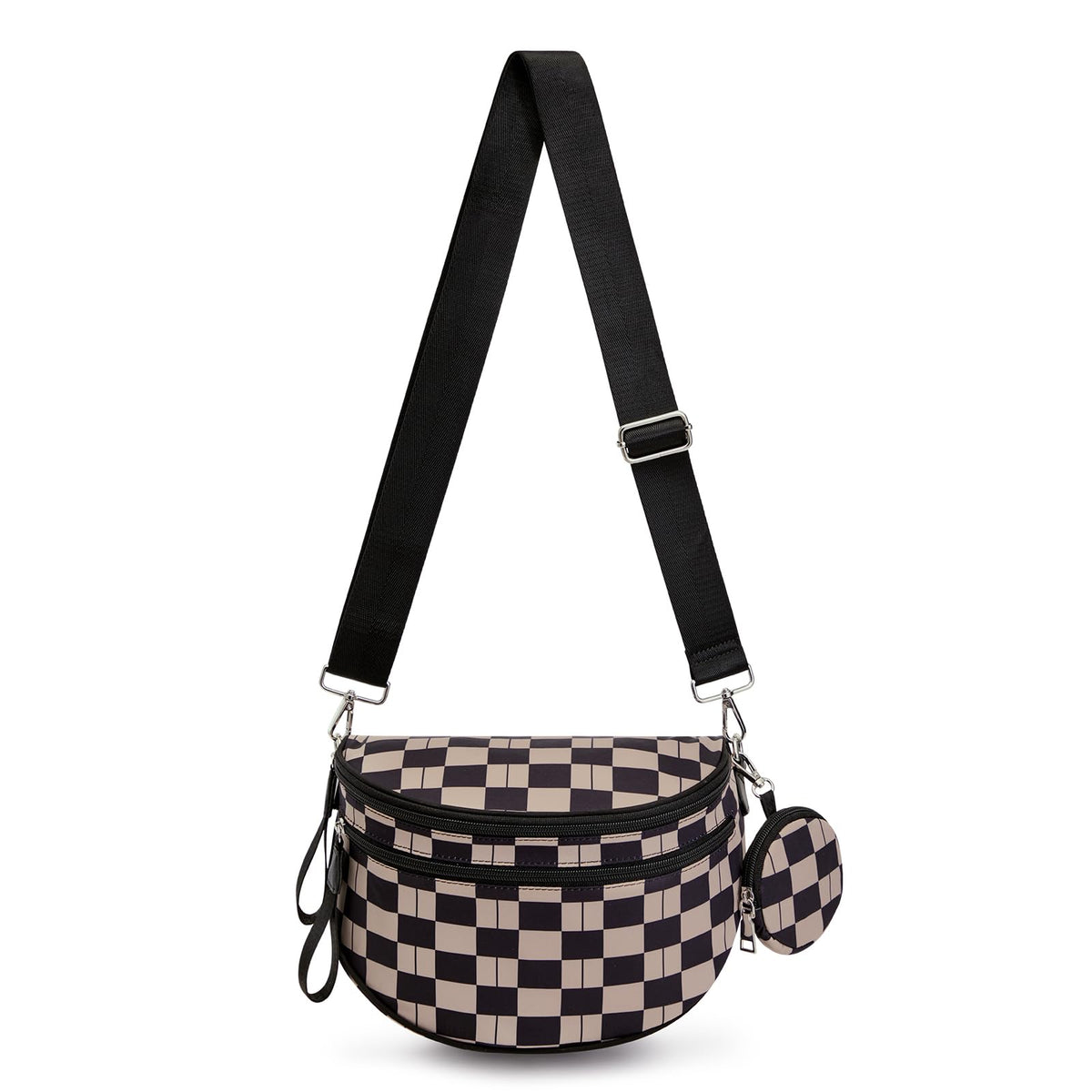 G4Free Checkered Crossbody Bum Bag with Removable Pouch Lightweight