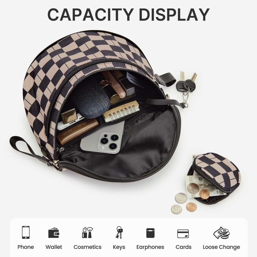 G4Free Checkered Crossbody Bum Bag with Removable Pouch Lightweight