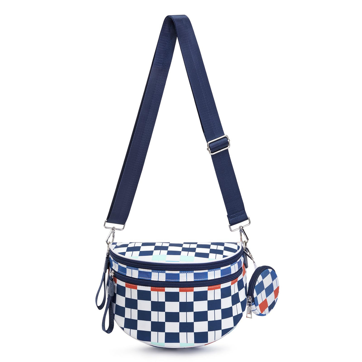 G4Free Checkered Crossbody Bum Bag with Removable Pouch Lightweight