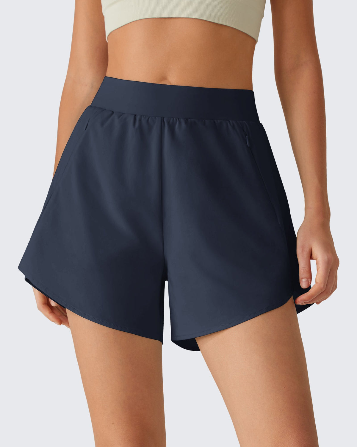G4Free Chillwhisp 2.5" Dolphin Hem Running Shorts with Pockets