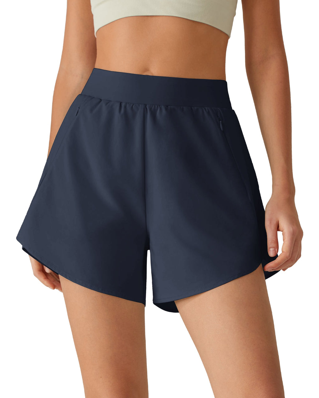 G4Free Chillwhisp 2.5" Dolphin Hem Running Shorts with Pockets