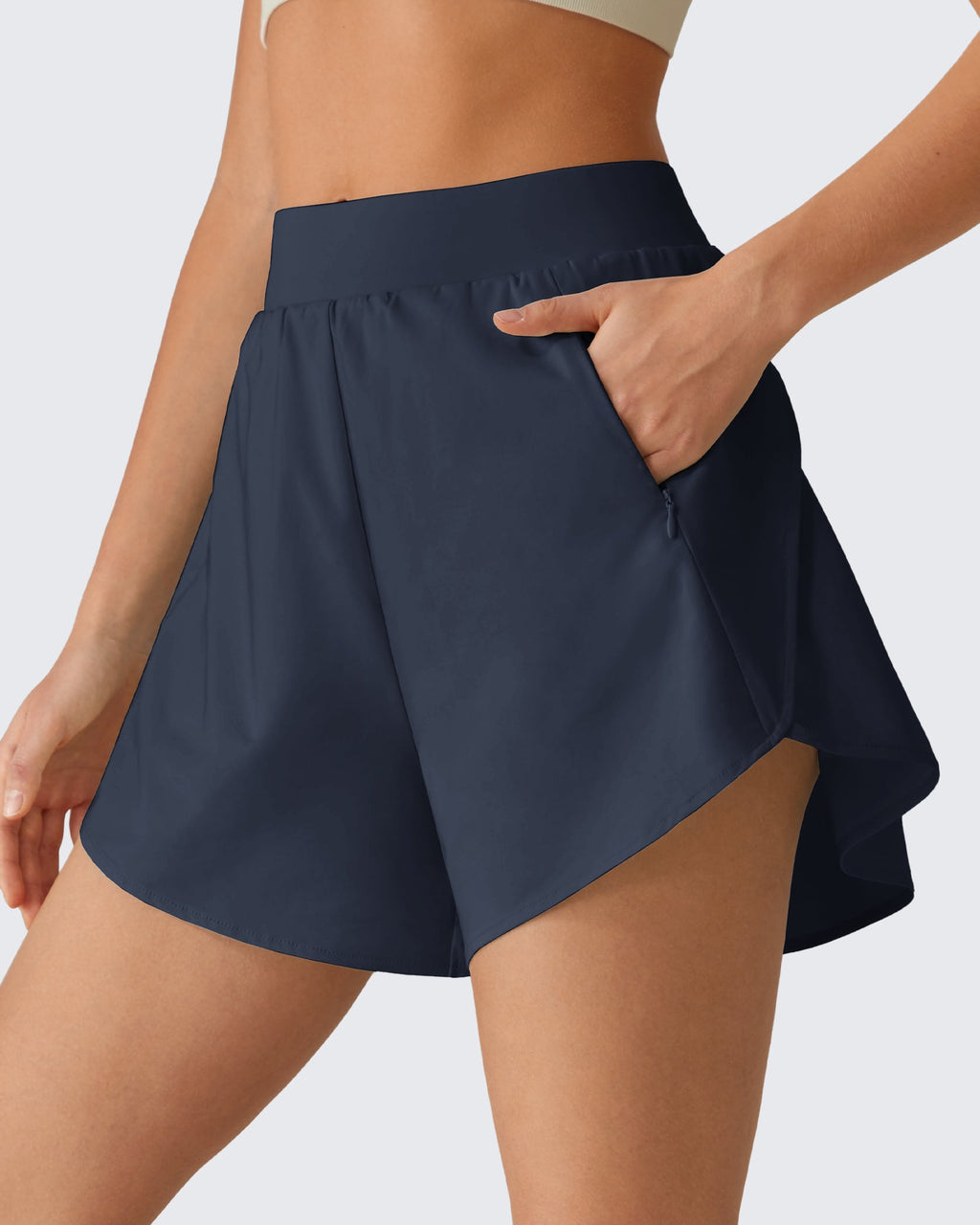 G4Free Chillwhisp 2.5" Dolphin Hem Running Shorts with Pockets