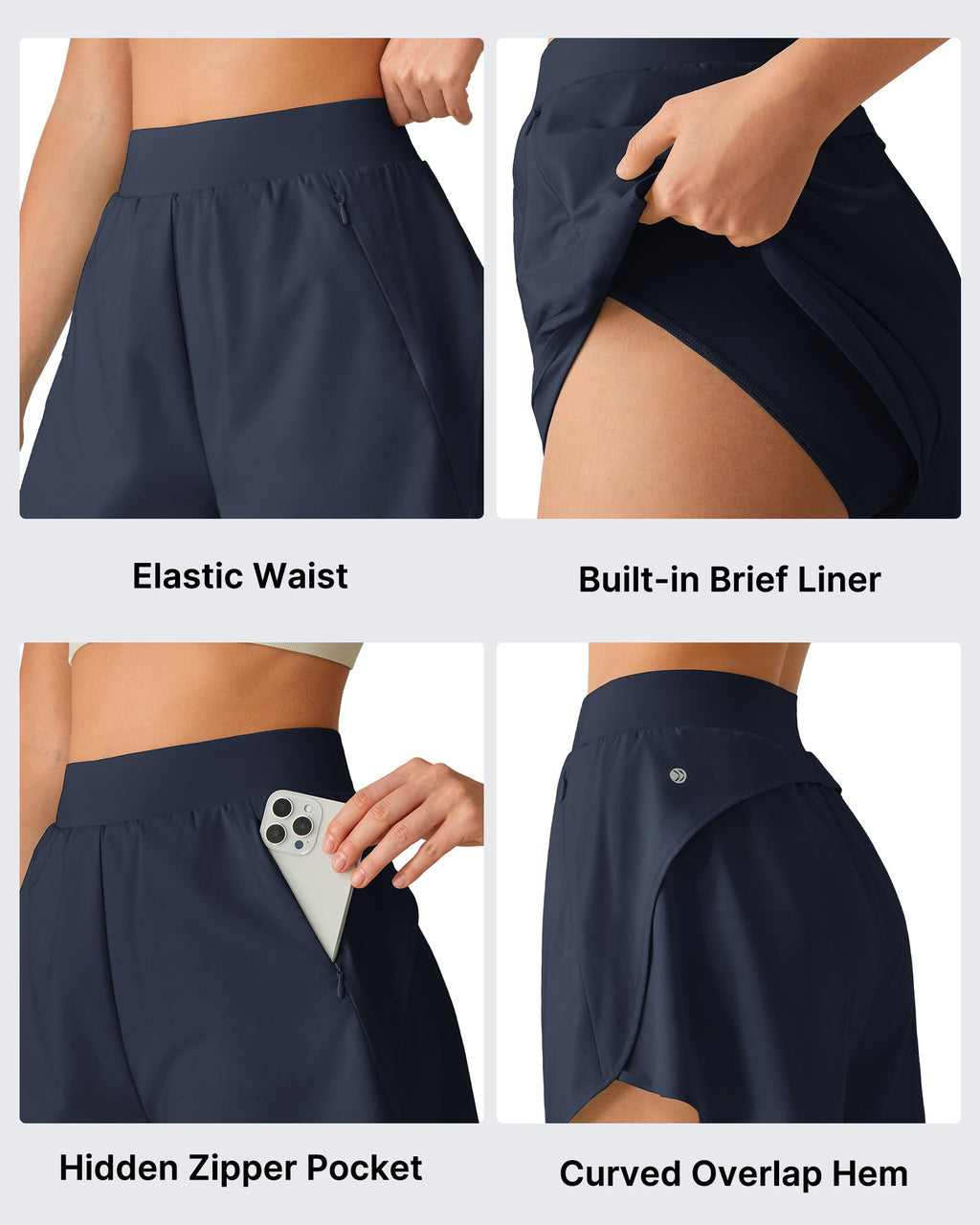 G4Free Chillwhisp 2.5" Dolphin Hem Running Shorts with Pockets