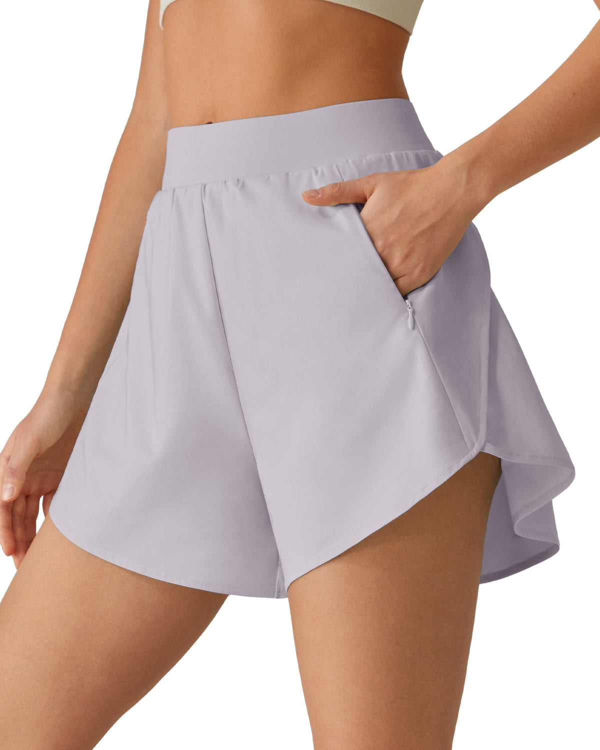 G4Free Chillwhisp 2.5" Dolphin Hem Running Shorts with Pockets