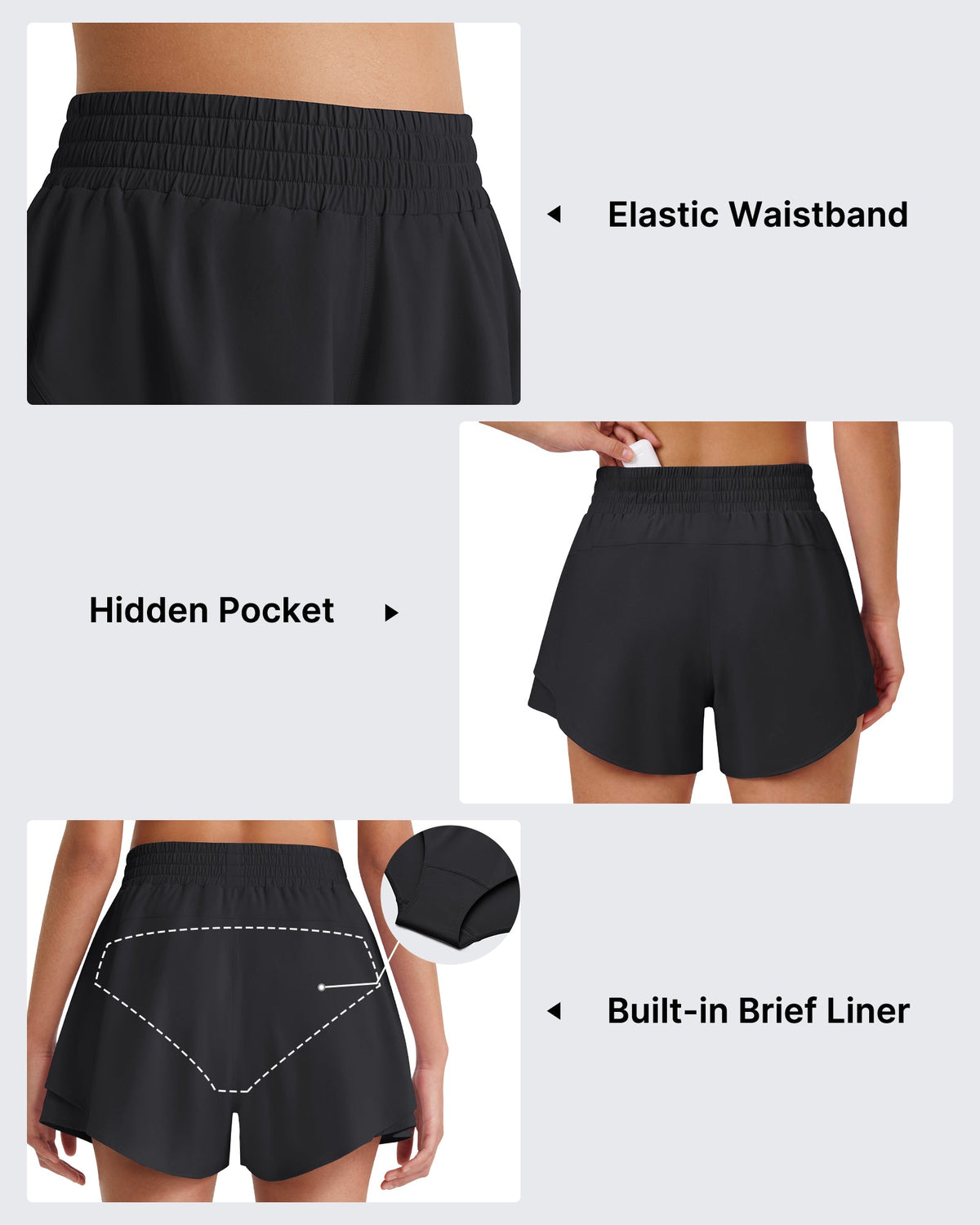 G4Free Chillwhisp 2.5'' High Waist Running Shorts with Liner Pocket