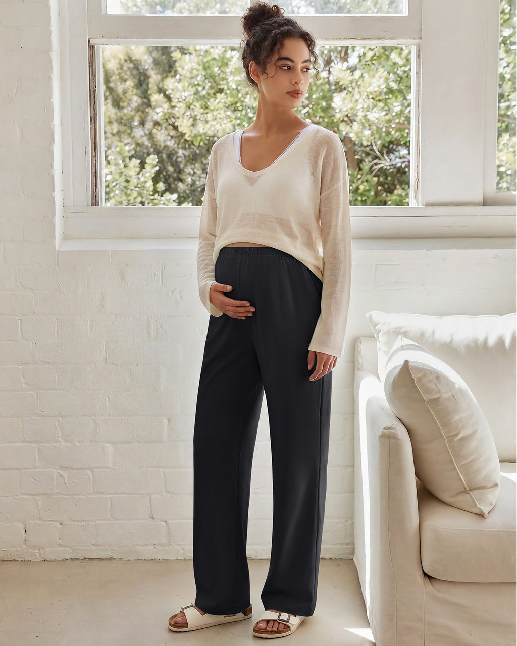 G4Free Chillwhisp Maternity Wide Leg Pants – Adjustable Waist