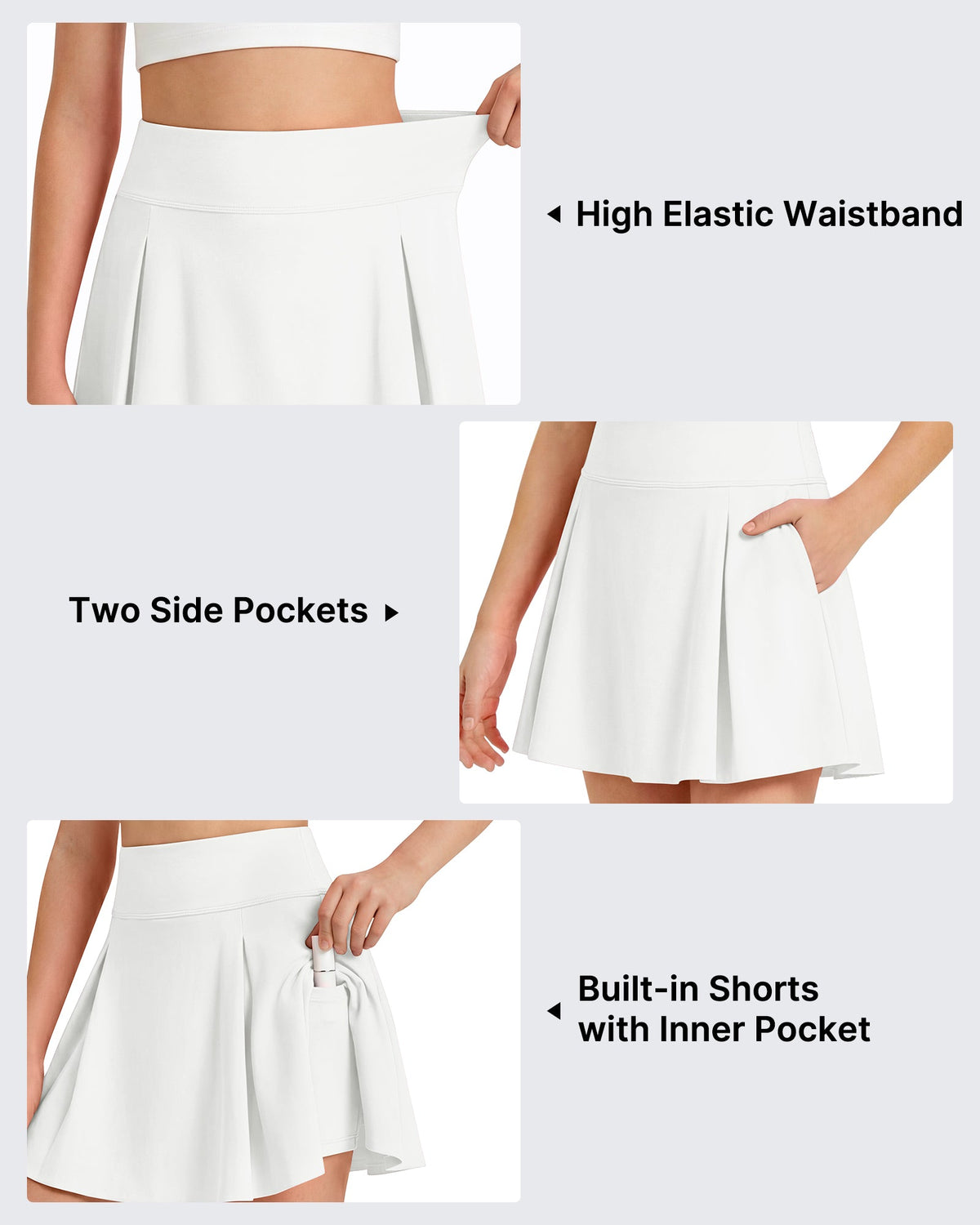 G4Free Chillwhisp Pleated Tennis Skirt for Girls – High Waisted Skort with 4 Pockets