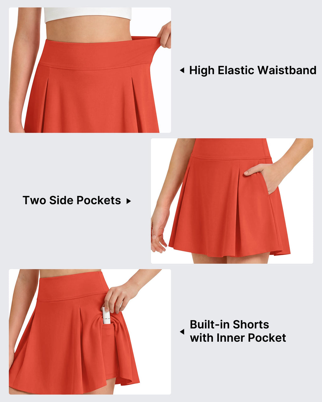 G4Free Chillwhisp Pleated Tennis Skirt for Girls – High Waisted Skort with 4 Pockets