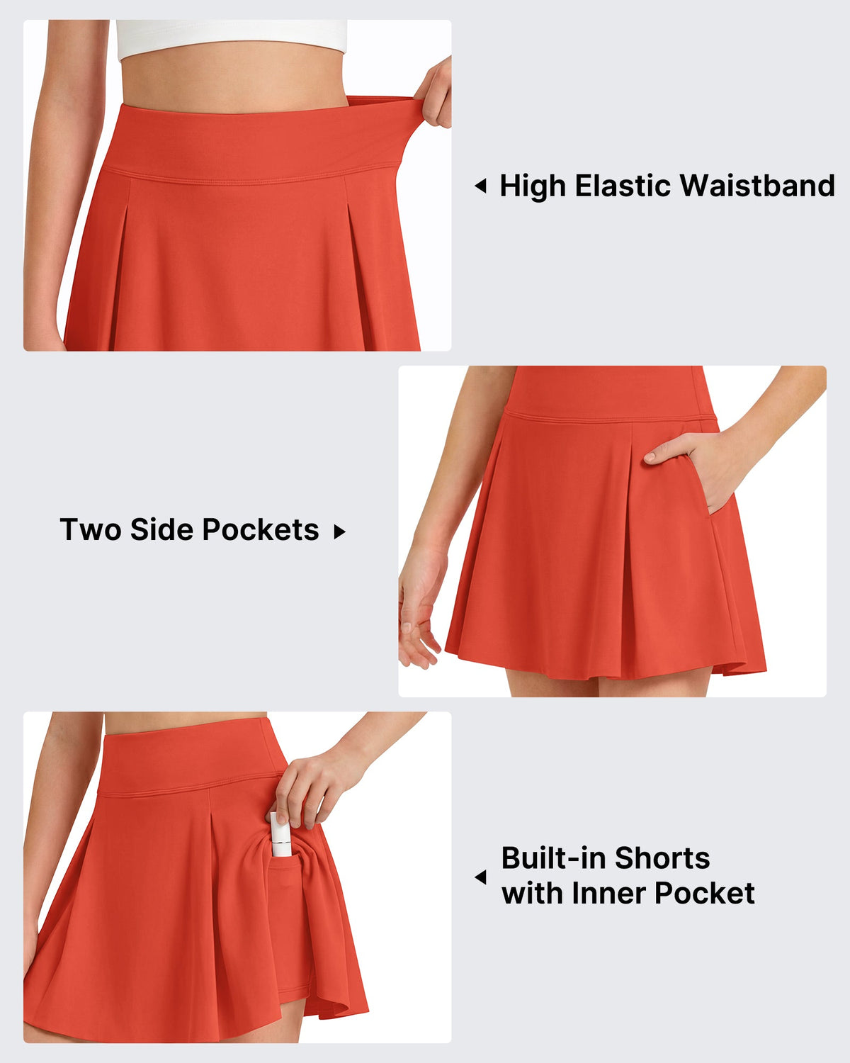 G4Free Chillwhisp Pleated Tennis Skirt for Girls – High Waisted Skort with 4 Pockets