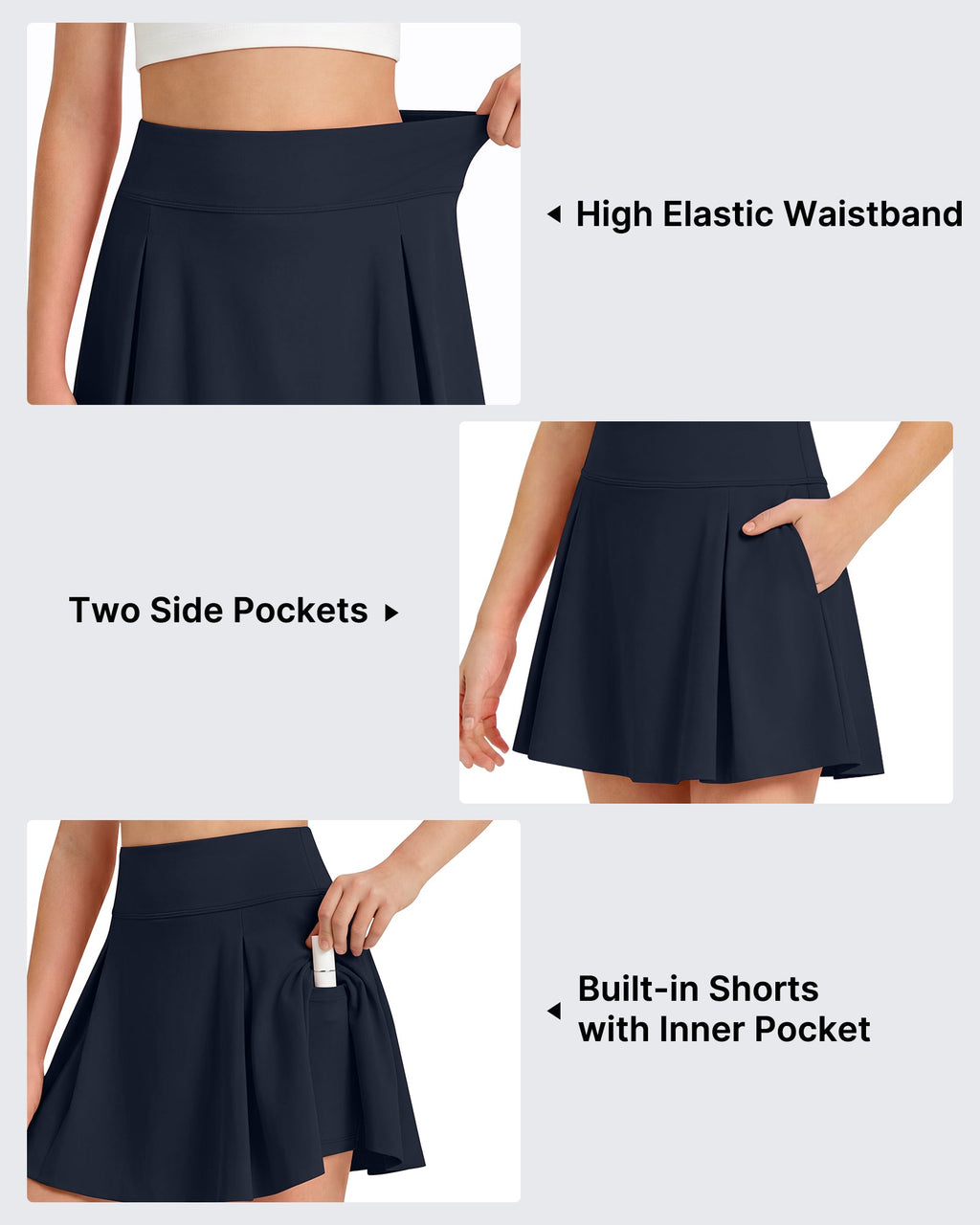 G4Free Chillwhisp Pleated Tennis Skirt for Girls – High Waisted Skort with 4 Pockets