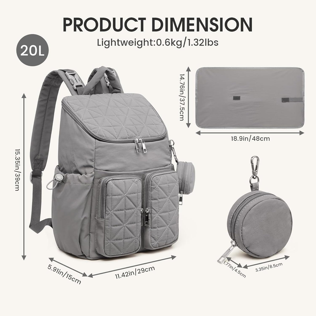 G4Free Diaper Bag Backpack with Pacifier Case & Insulated Pockets