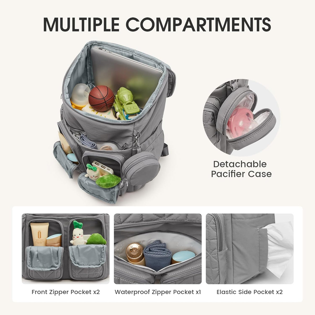 G4Free Diaper Bag Backpack with Pacifier Case & Insulated Pockets