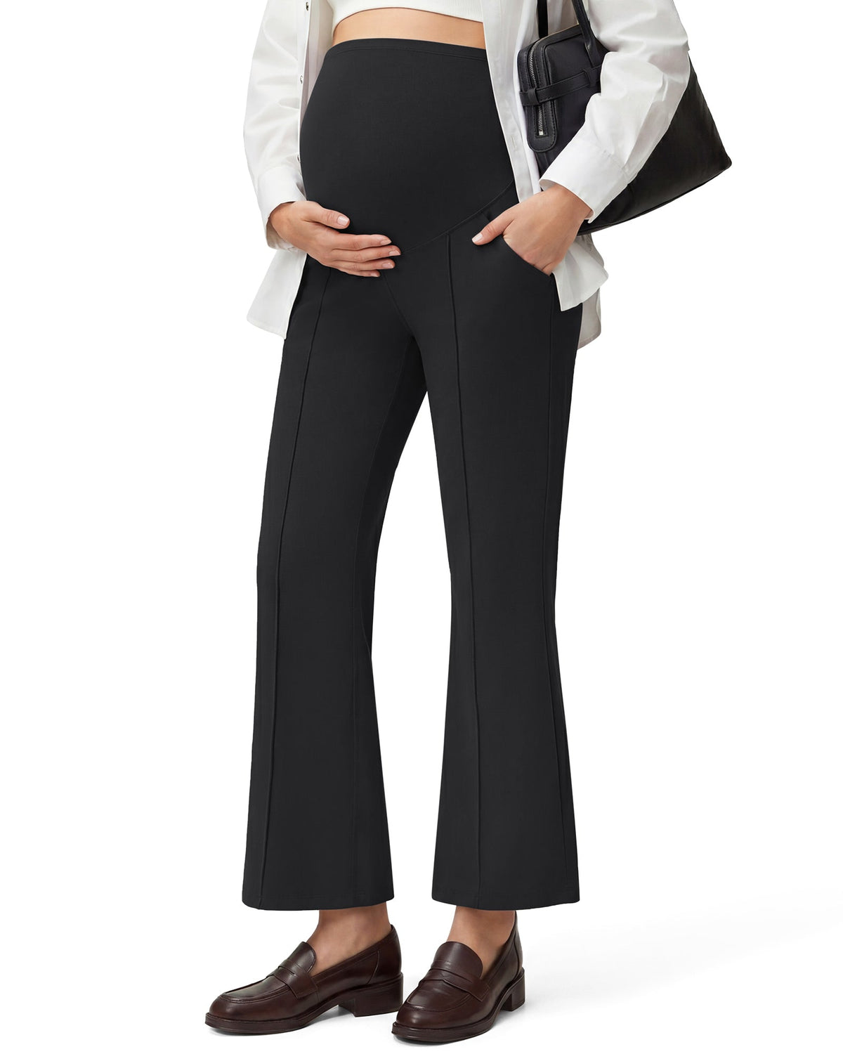 G4Free EverGoing Maternity Flare Leggings with Pockets – Over the Belly 25''