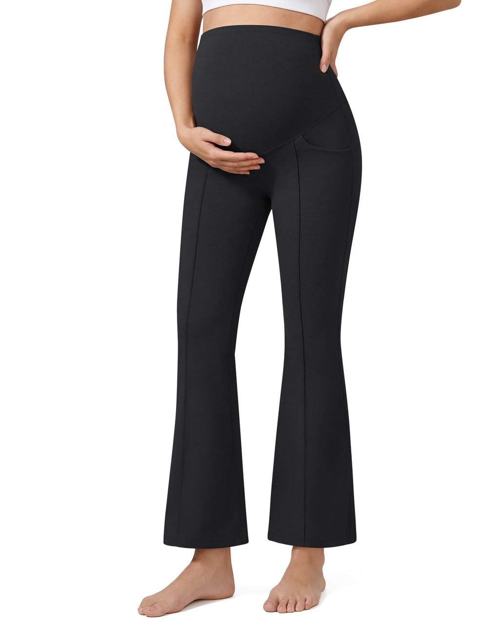 G4Free EverGoing Maternity Flare Leggings with Pockets – Over the Belly 25''