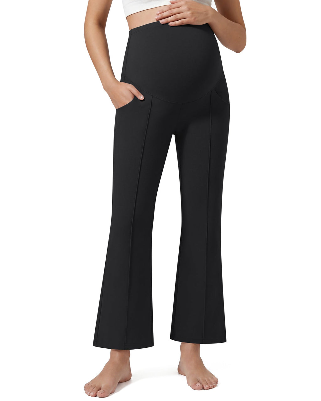 G4Free EverGoing Maternity Flare Leggings with Pockets – Over the Belly 25''