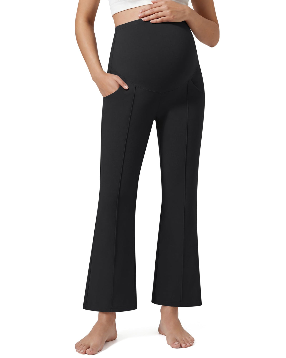 G4Free EverGoing Maternity Flare Leggings with Pockets – Over the Belly 25''