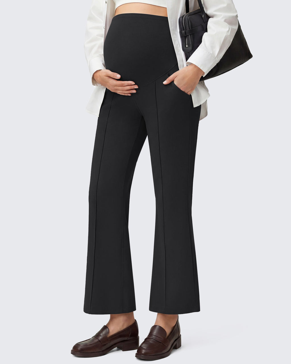 G4Free EverGoing Maternity Flare Leggings with Pockets – Over the Belly 25''