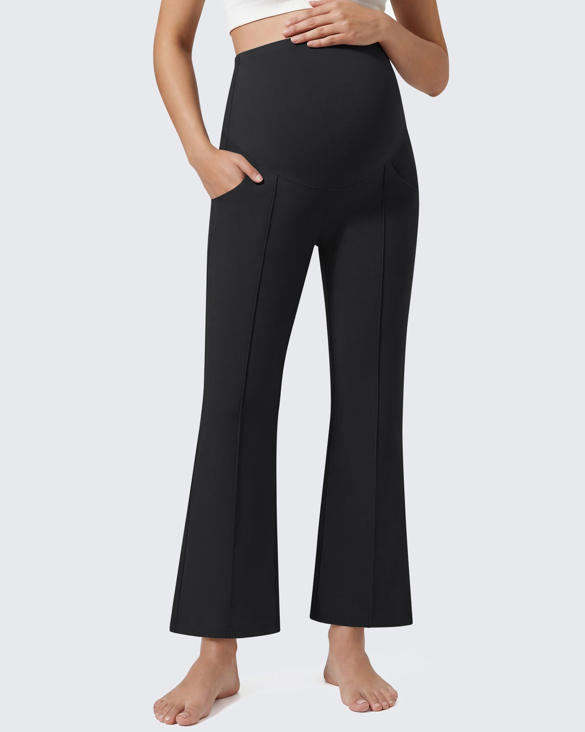 G4Free EverGoing Maternity Flare Leggings with Pockets – Over the Belly 25''