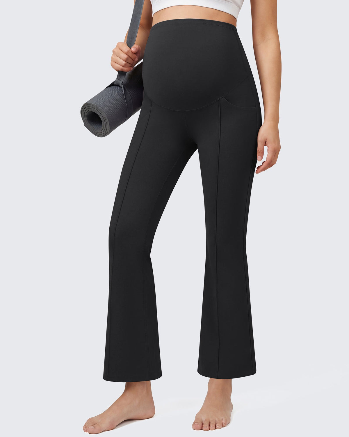 G4Free EverGoing Maternity Flare Leggings with Pockets – Over the Belly 25''