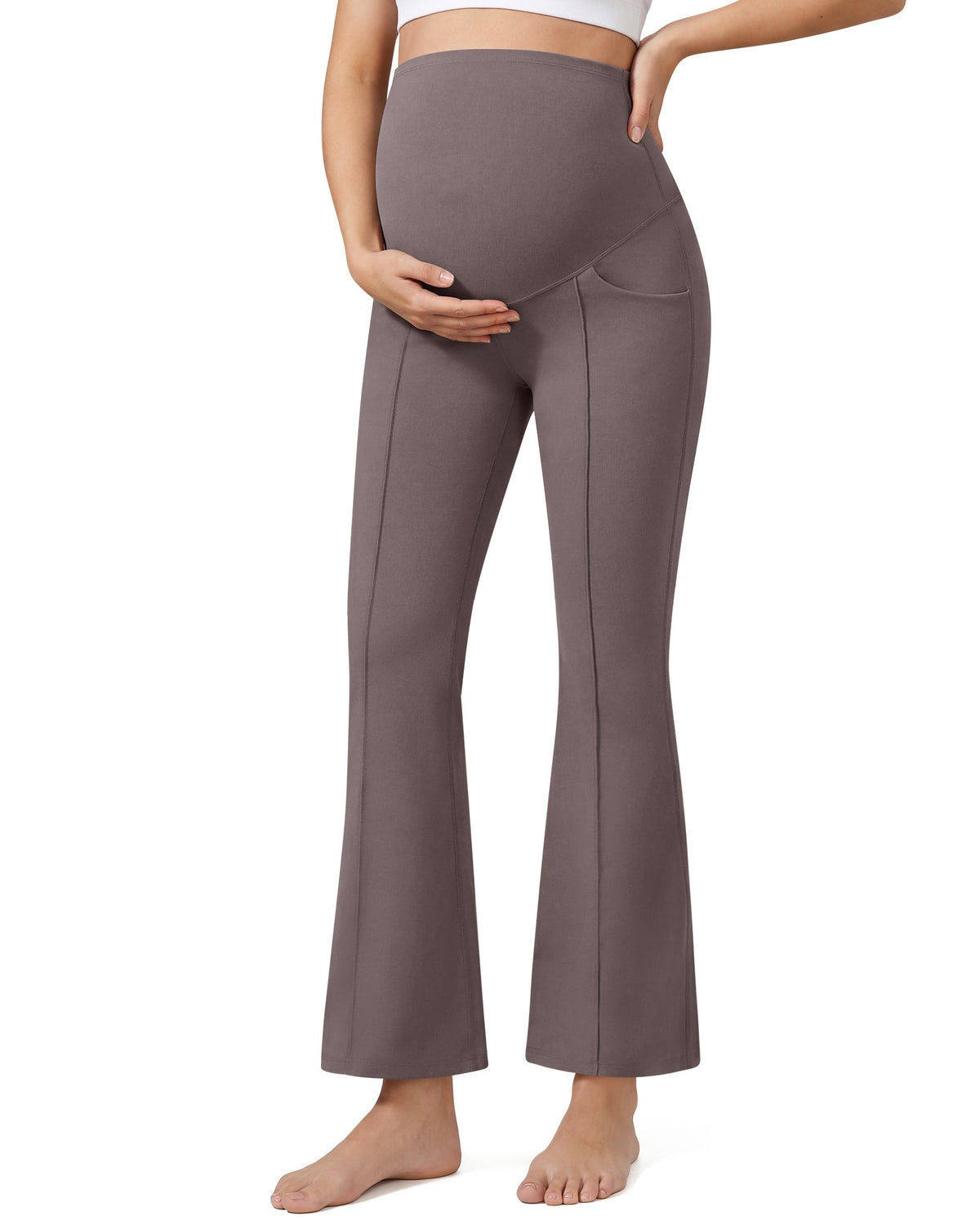 G4Free EverGoing Maternity Flare Leggings with Pockets – Over the Belly 25''