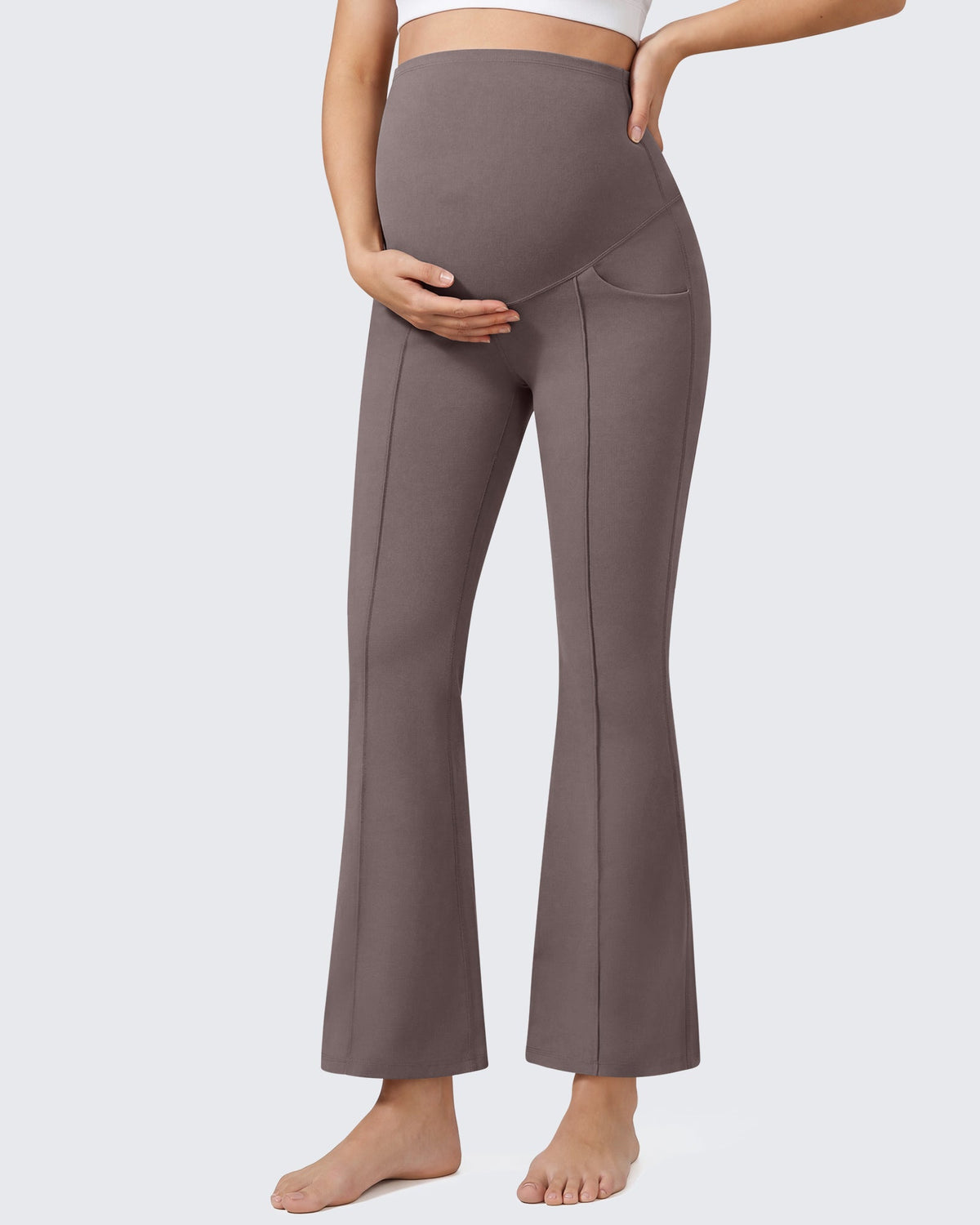 G4Free EverGoing Maternity Flare Leggings with Pockets – Over the Belly 25''