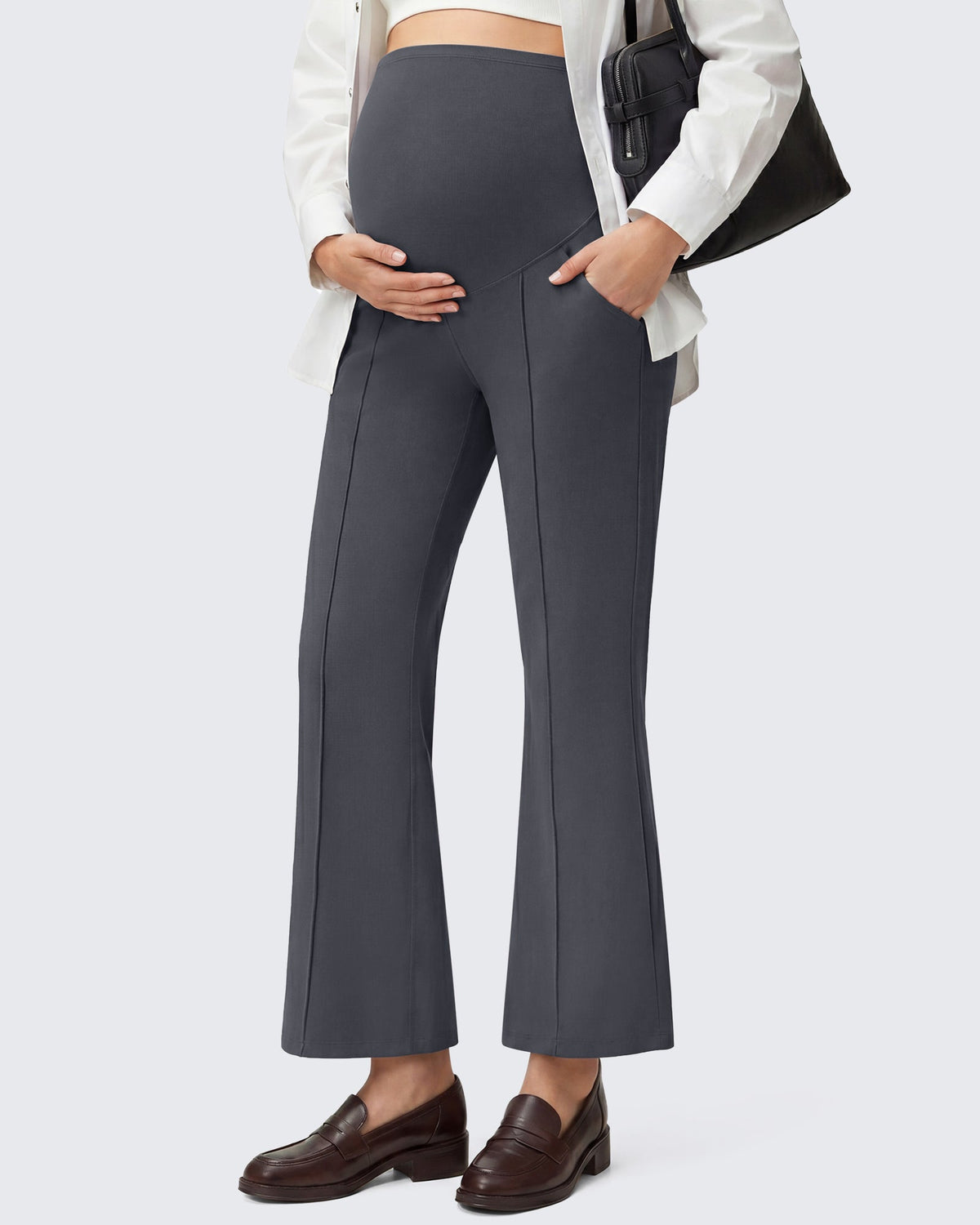 G4Free EverGoing Maternity Flare Leggings with Pockets – Over the Belly 25''
