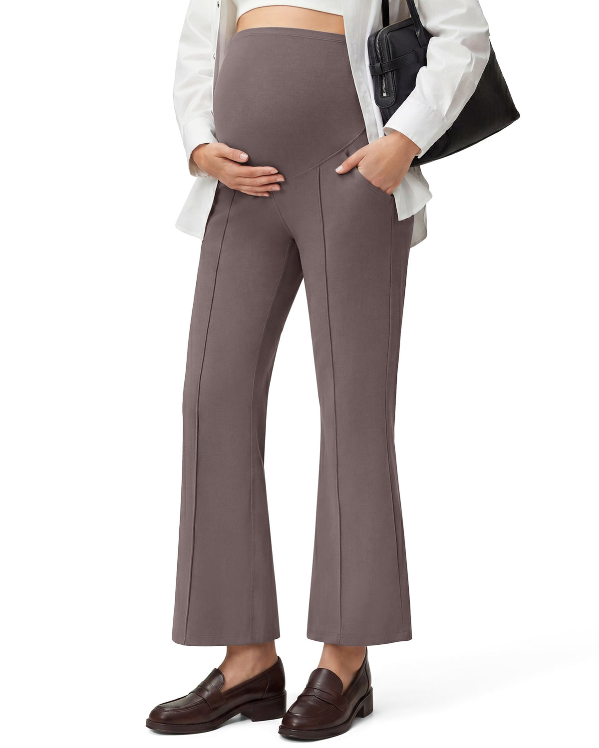 G4Free EverGoing Maternity Flare Leggings with Pockets – Over the Belly 25''