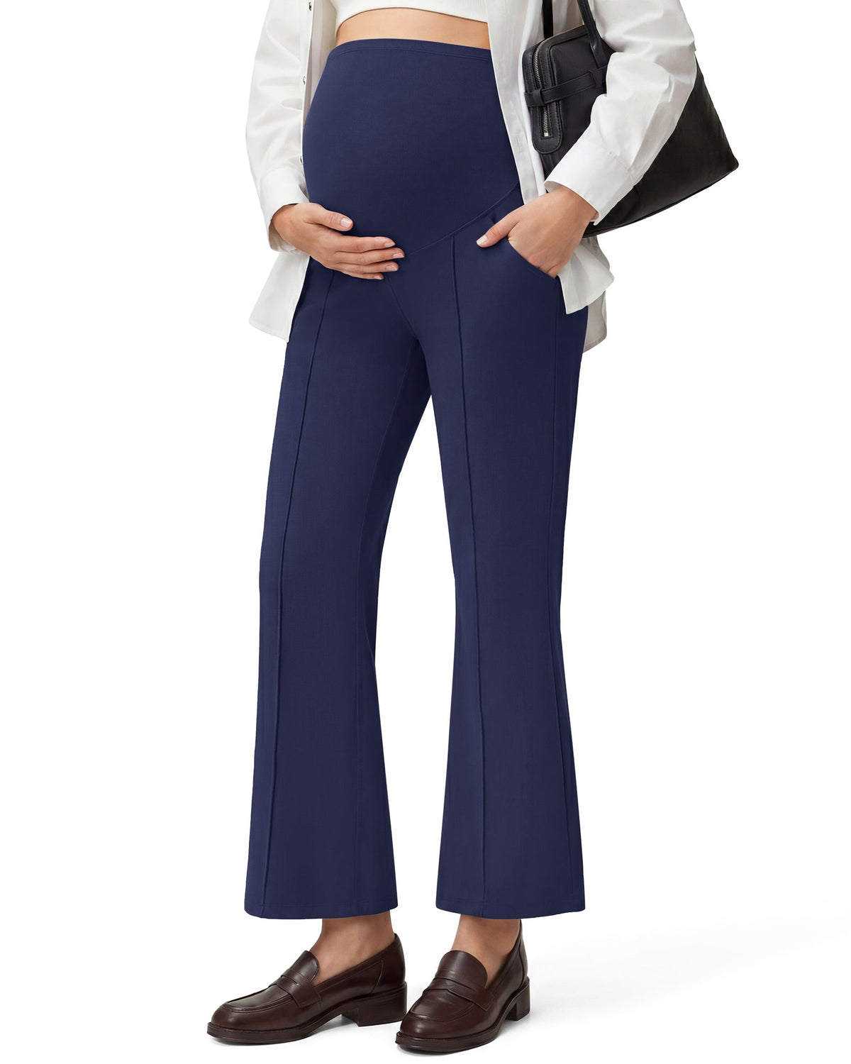 G4Free EverGoing Maternity Flare Leggings with Pockets – Over the Belly 25''